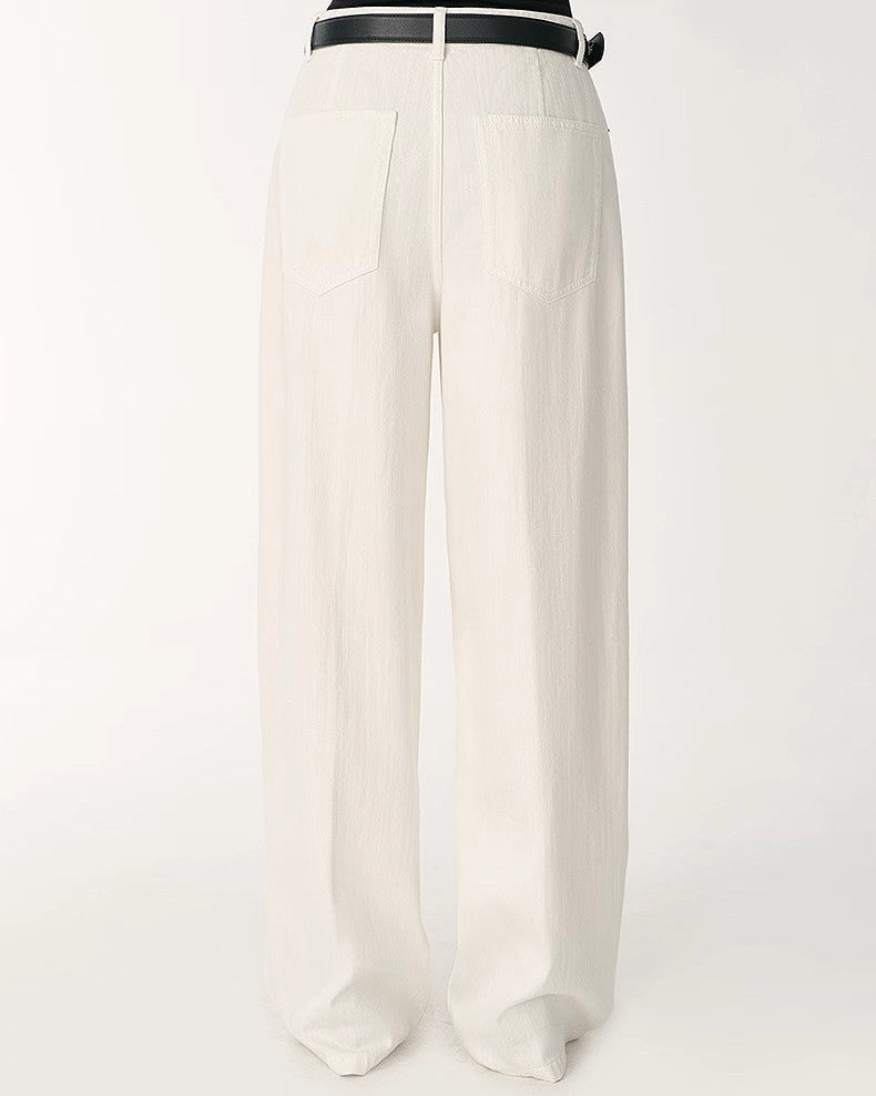 Skin-Friendly Washed Drape Versatile Wide-Leg Jeans