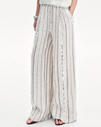 Linen Vertical Stripe Drape Wide Leg Casual Pants ‘Fashion Tension’