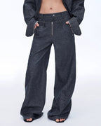 Fireladyfur Women's Stand-Up Silhouette Double Waist Linen Trousers ‘Berlin Street’