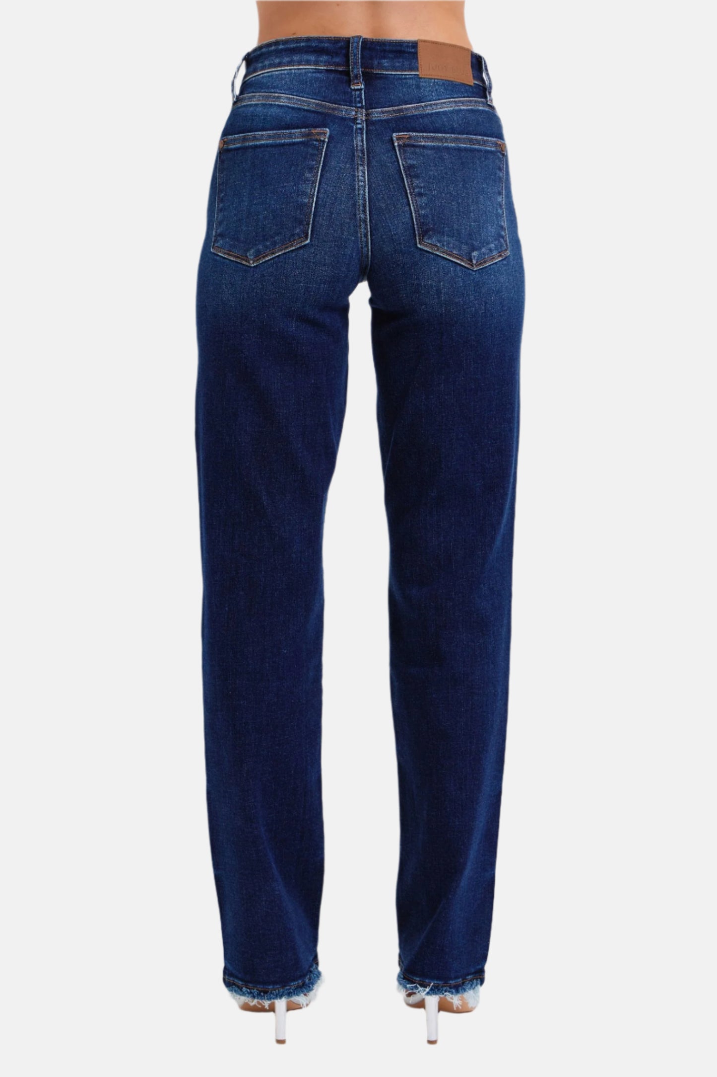 Raw Hem Straight Leg Jeans