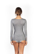 Mare Luxury Merino Wool Blend Women's Lace-Trimmed Long Sleeve Top