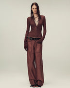 Ultrafine Wool Blend Versatile V-Neck Cardigan "Warm Brown Quiet Autumn"