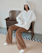 Women's Merino Wool Hooded Sweater with 1/4 Zip ‘Autumn Ticket’