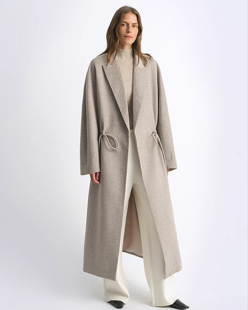 ‘Desert Heart’ Original Wool Peaked Lapel Drawstring Coat