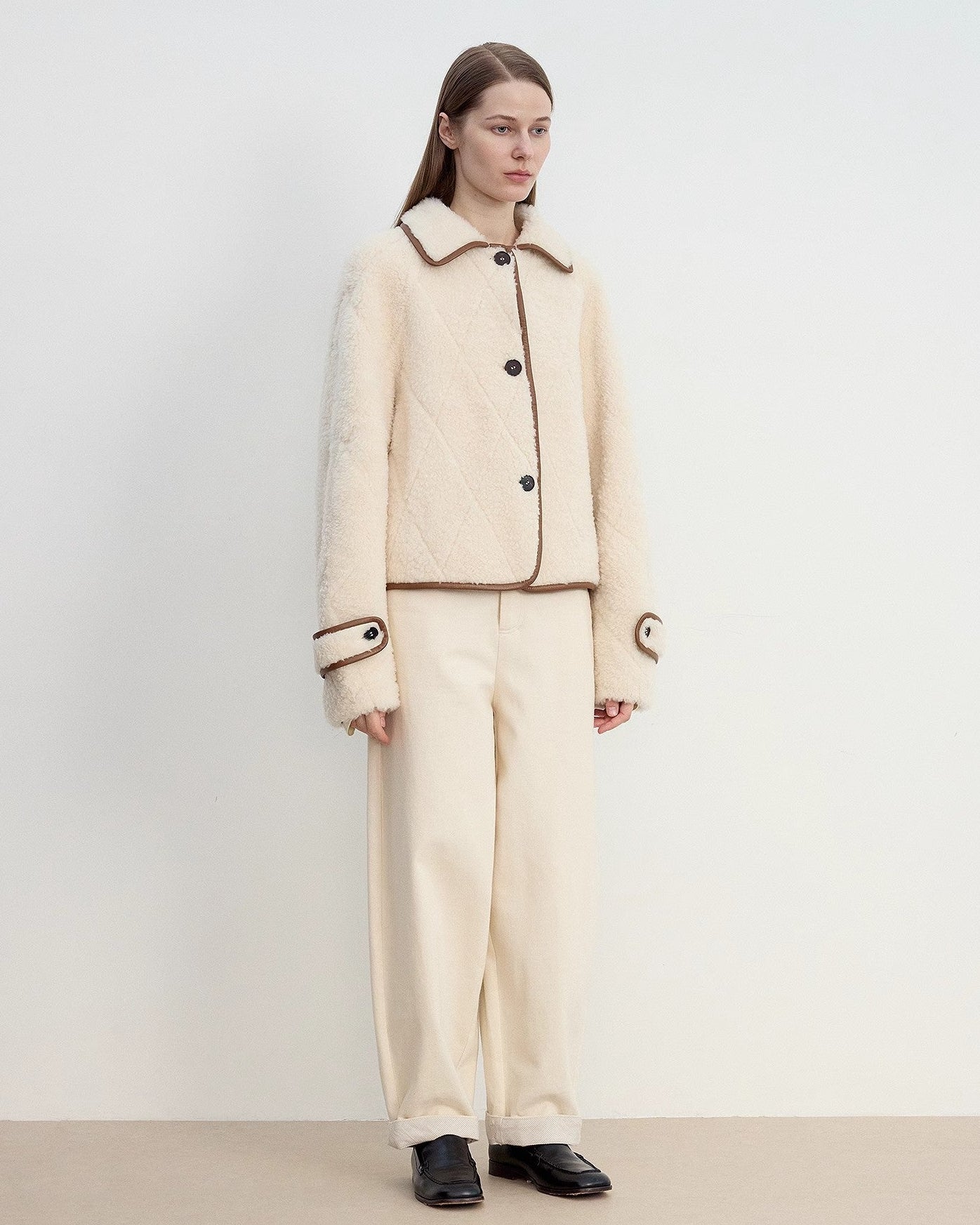 'Modern Milk Cafe' Hill Fur Merino Sheepskin Fur Women's Jacket