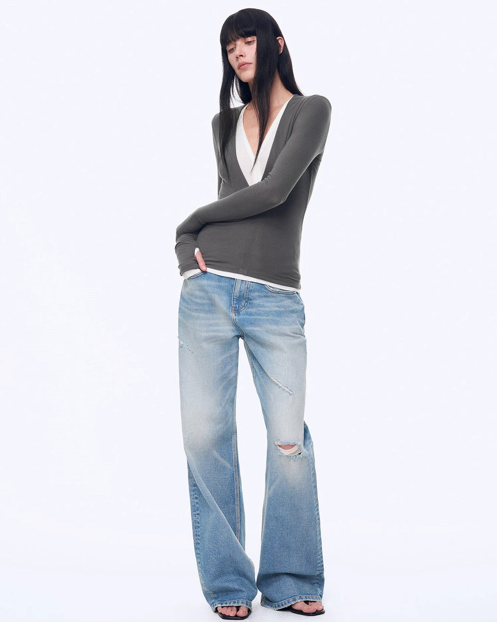 'West City Rhythm' Handmade Whisker Washed Flared Jeans Spring