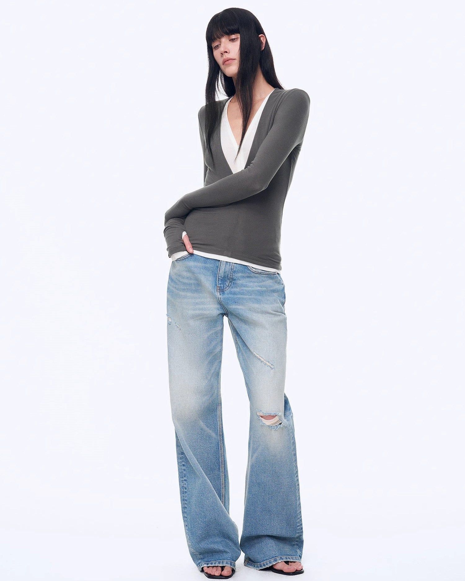 'West City Rhythm' Handmade Whisker Washed Flared Jeans Spring