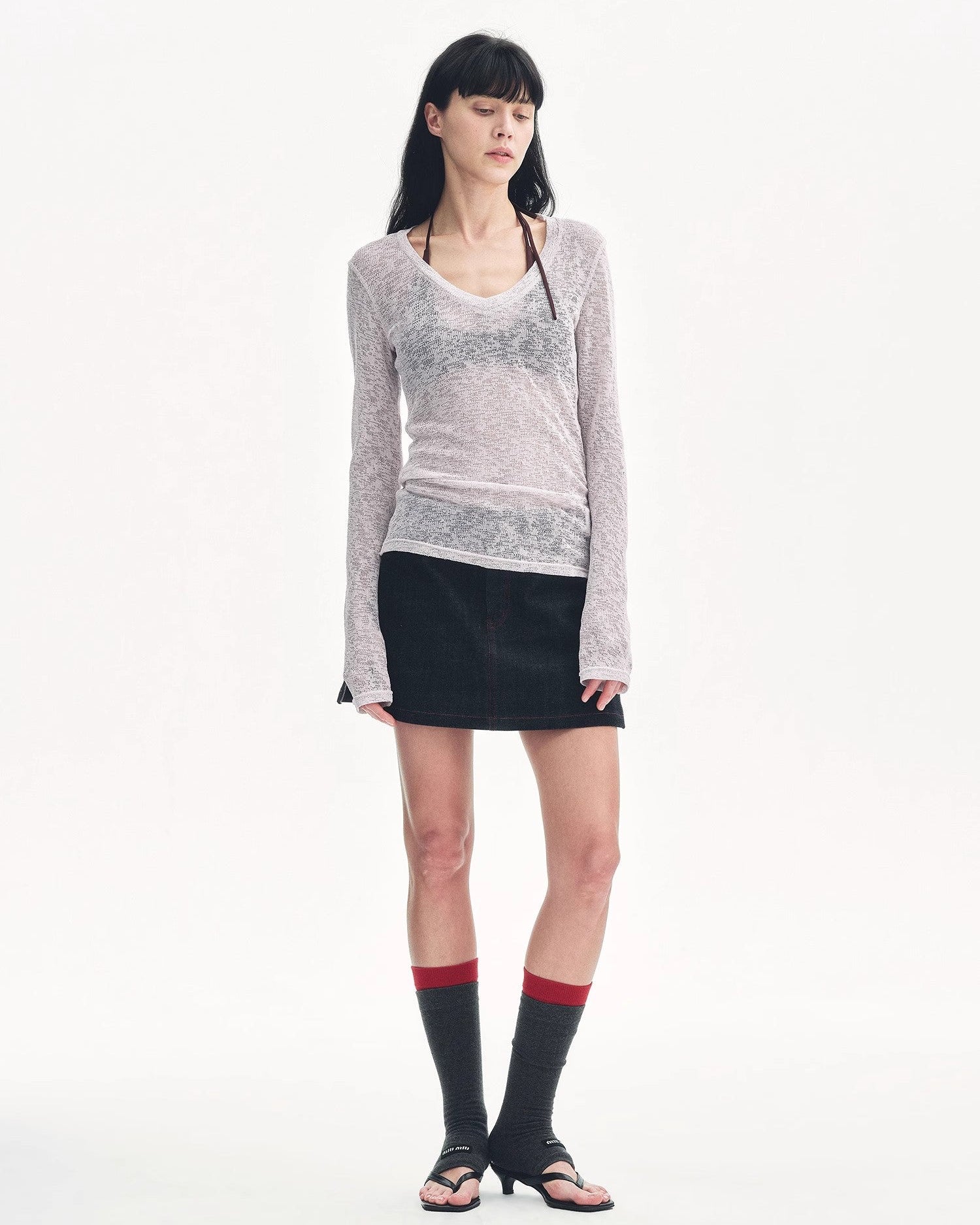 ‘Spring Old Dream’ Loose and Versatile Slightly Hollow V-Neck Top