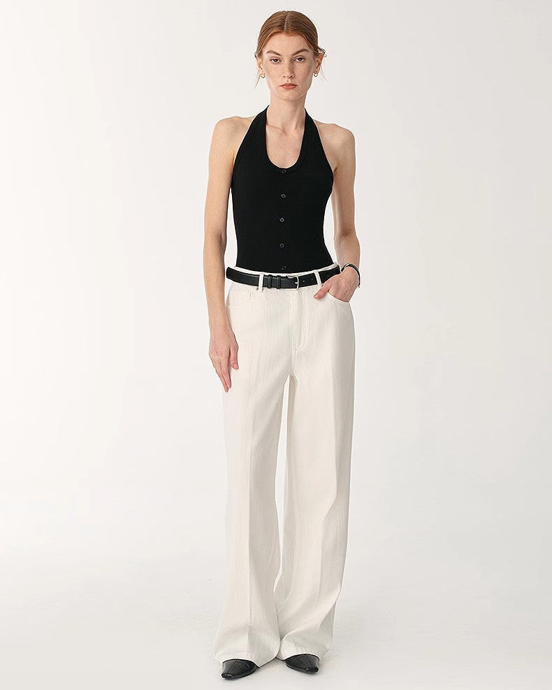 Skin-Friendly Washed Drape Versatile Wide-Leg Jeans
