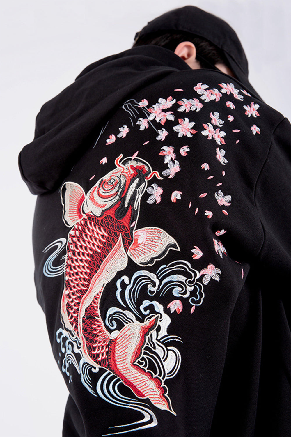 Red Koi Embroidery Hoodie | KH9197