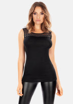 EGI Exclusive Merino Wool Blend Tank Top with Tulle