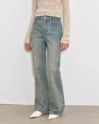 ‘Flare Mark’ Retro All-Season Slim Fit Versatile Washed Flared Jeans
