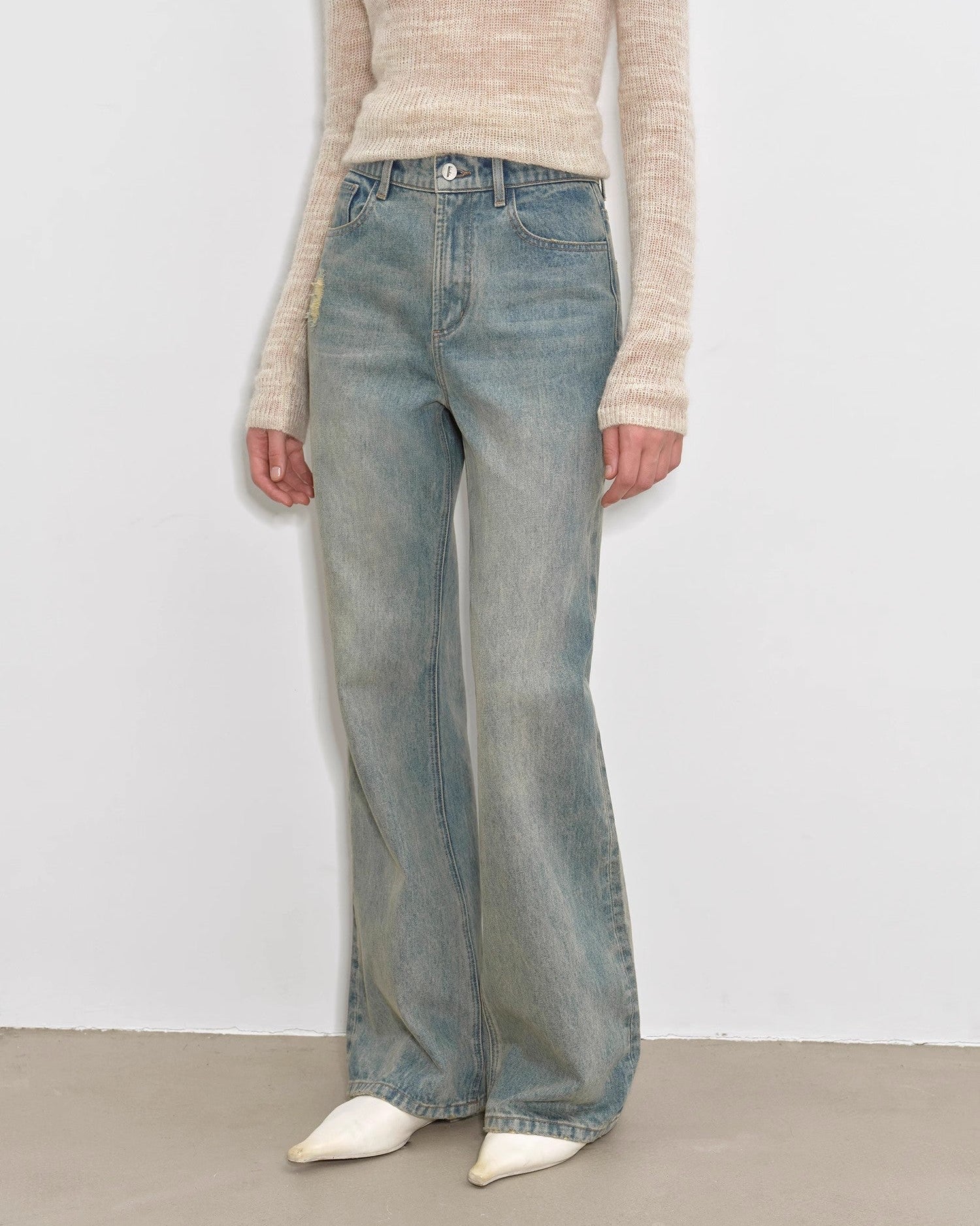 ‘Flare Mark’ Retro All-Season Slim Fit Versatile Washed Flared Jeans