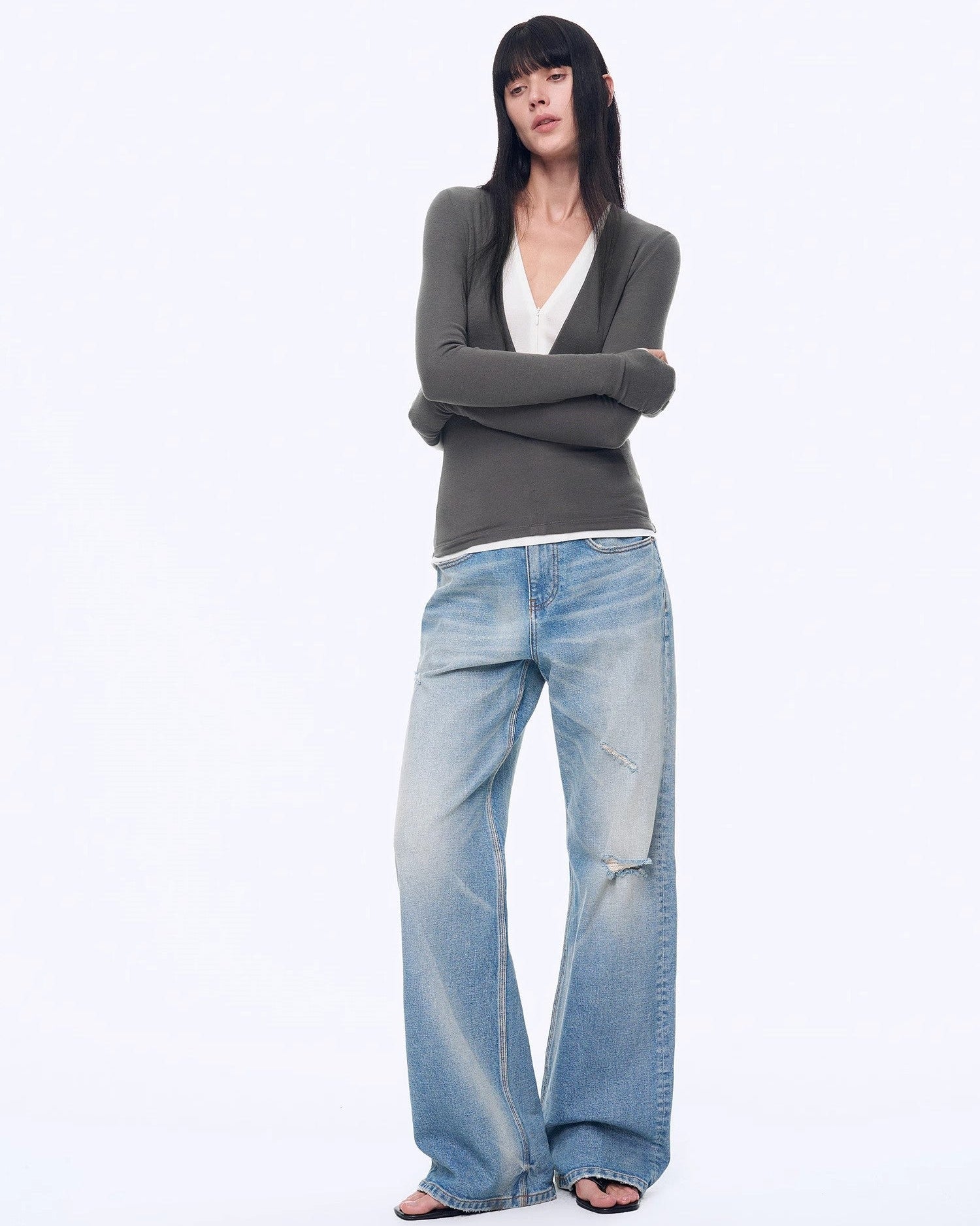 'West City Rhythm' Handmade Whisker Washed Flared Jeans Spring