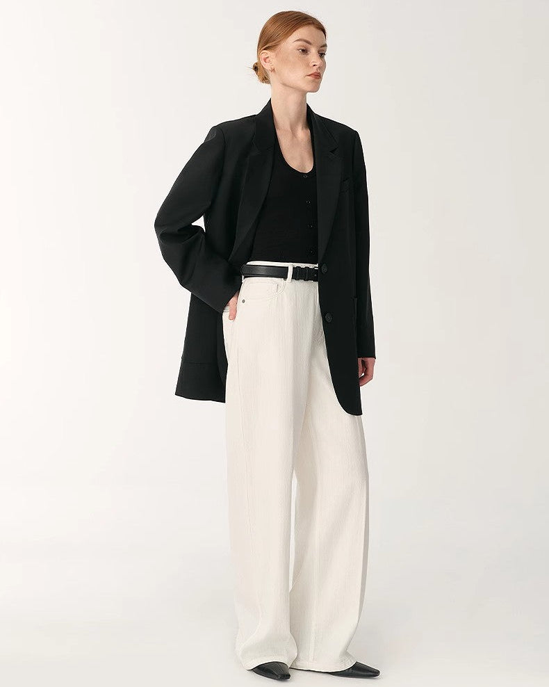 Skin-Friendly Washed Drape Versatile Wide-Leg Jeans