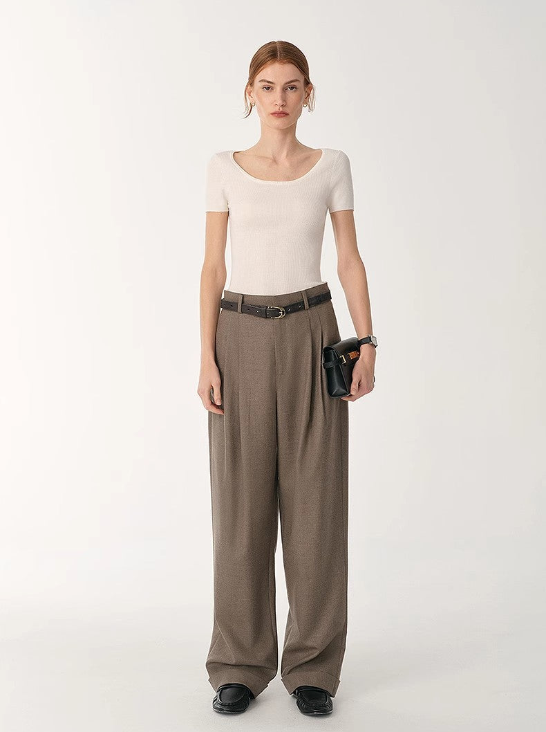 German Yangtze Wool Round Neck Short Sleeve Top