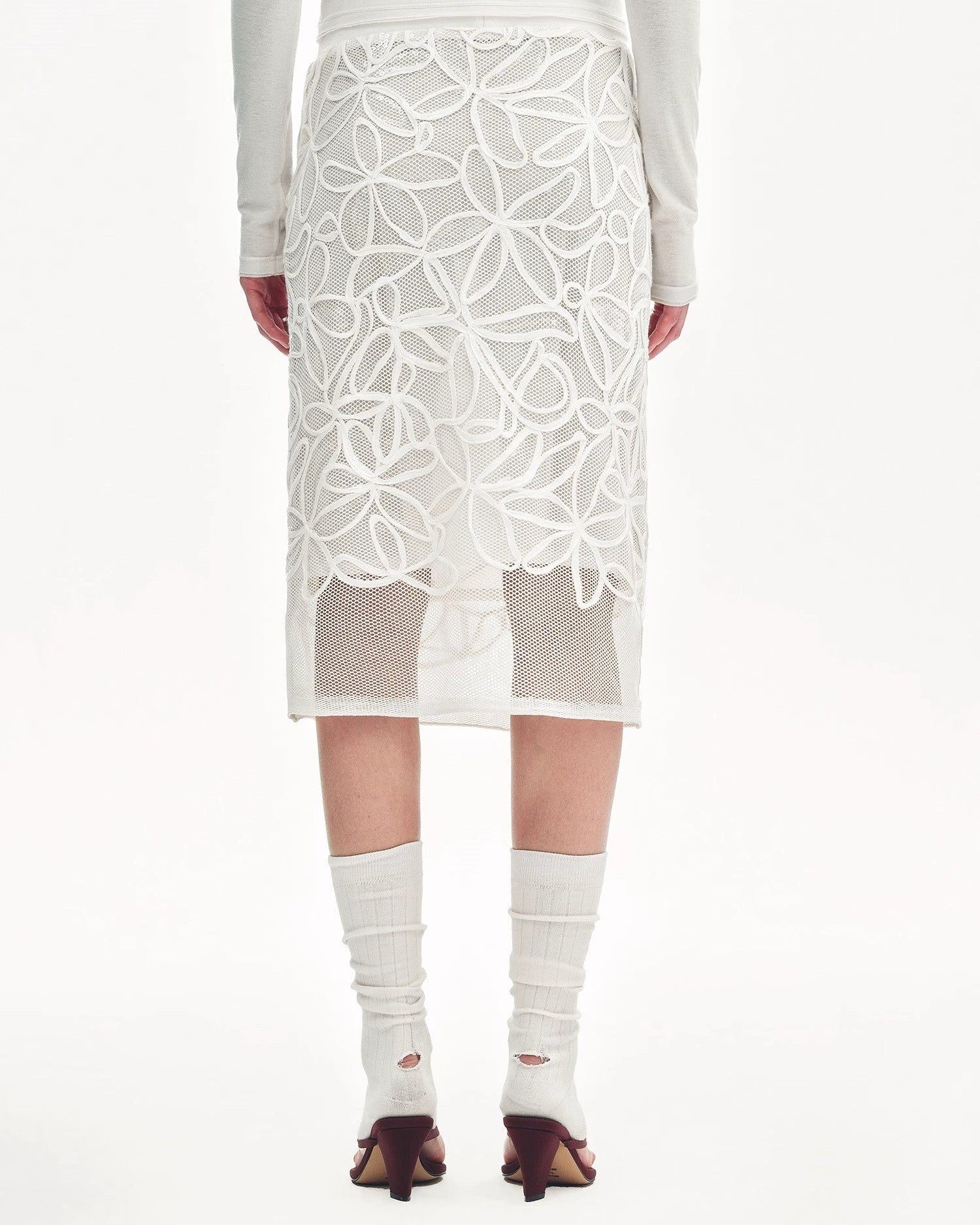 ‘Summer Dream’ Acetate Sequin Embroidered Straight Skirt