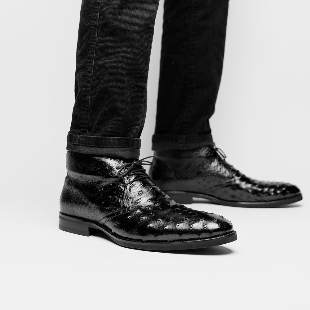 Marco Ostrich Quill Chukka Boot | Black