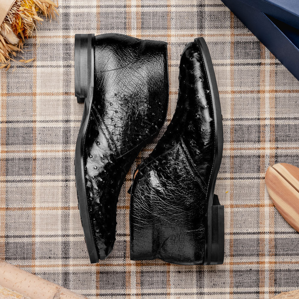 Marco Ostrich Quill Chukka Boot | Black