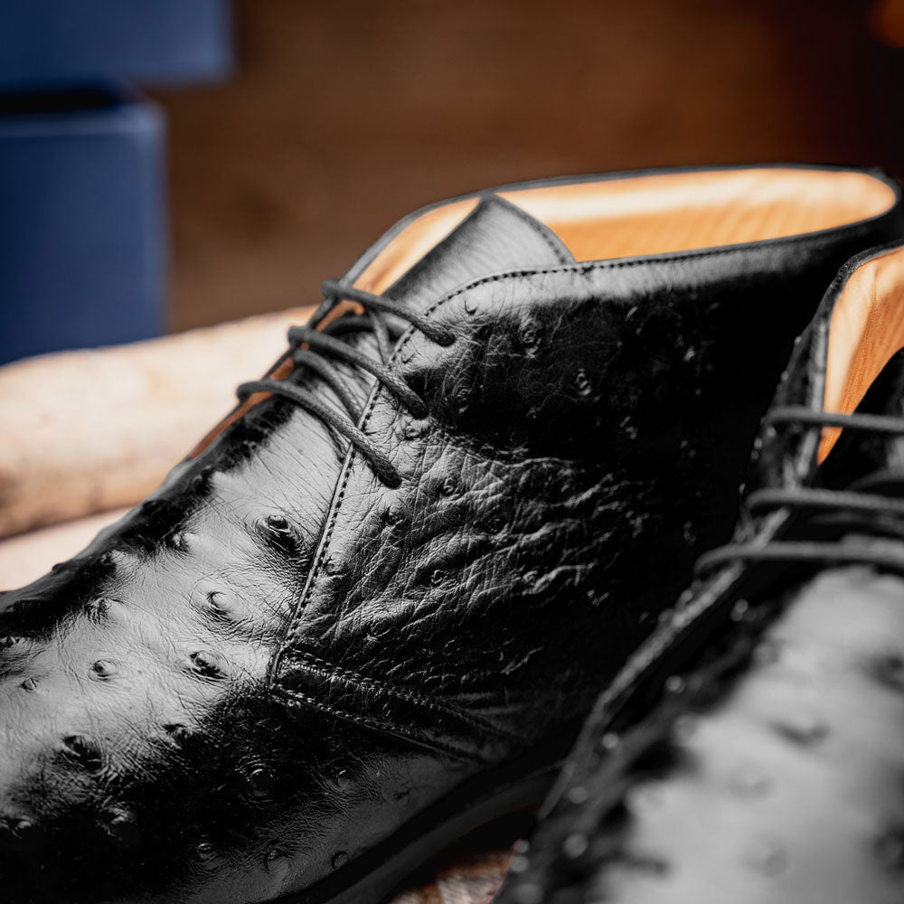 Marco Ostrich Quill Chukka Boot | Black