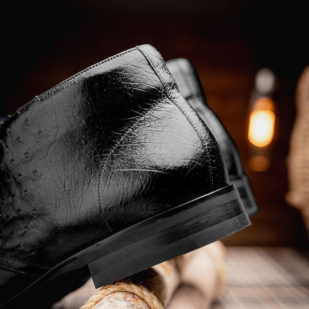 Marco Ostrich Quill Chukka Boot | Black