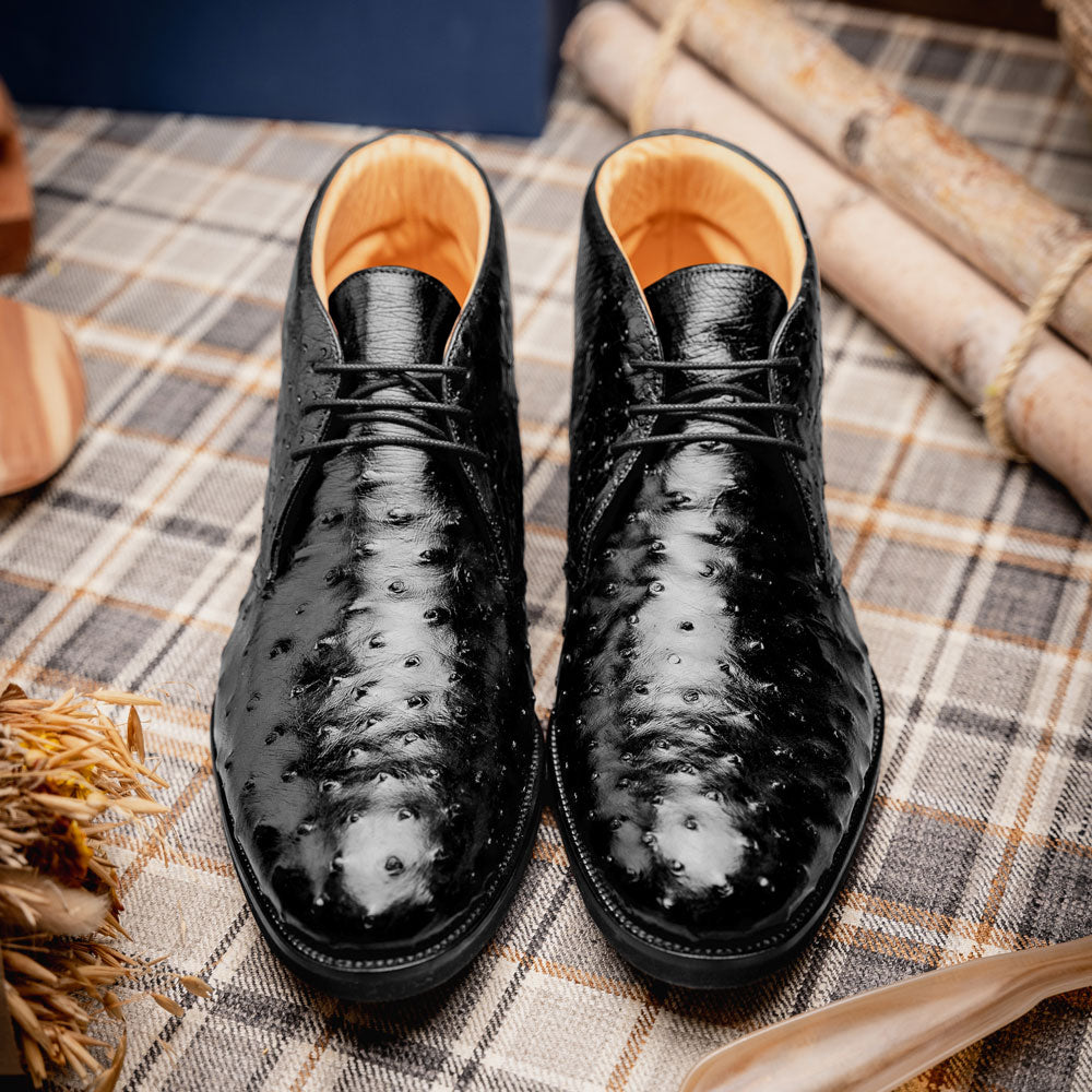 Marco Ostrich Quill Chukka Boot | Black