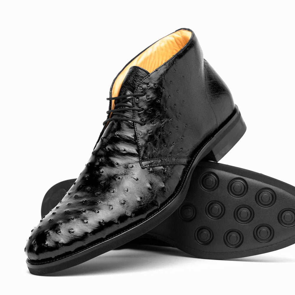 Marco Ostrich Quill Chukka Boot | Black