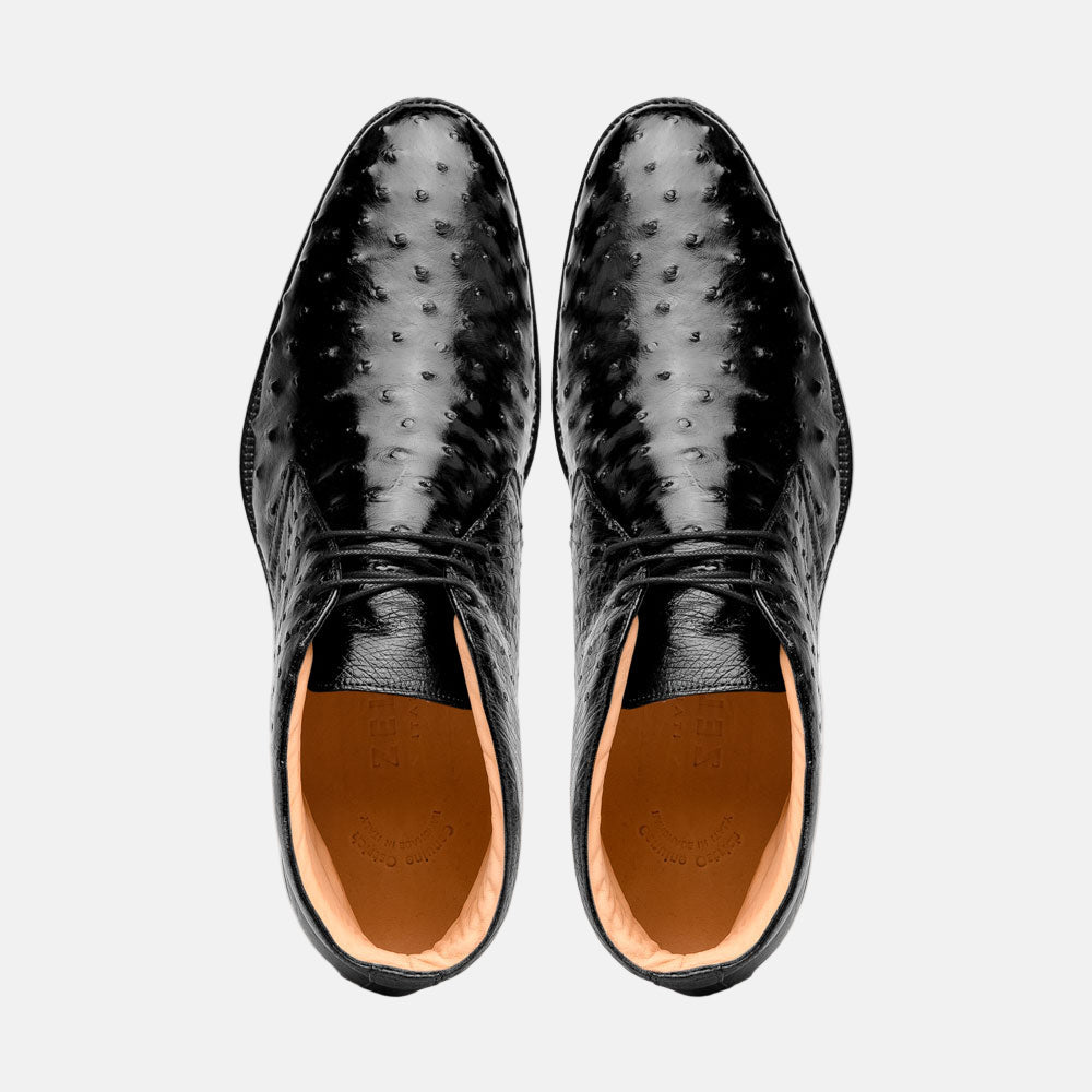 Marco Ostrich Quill Chukka Boot | Black