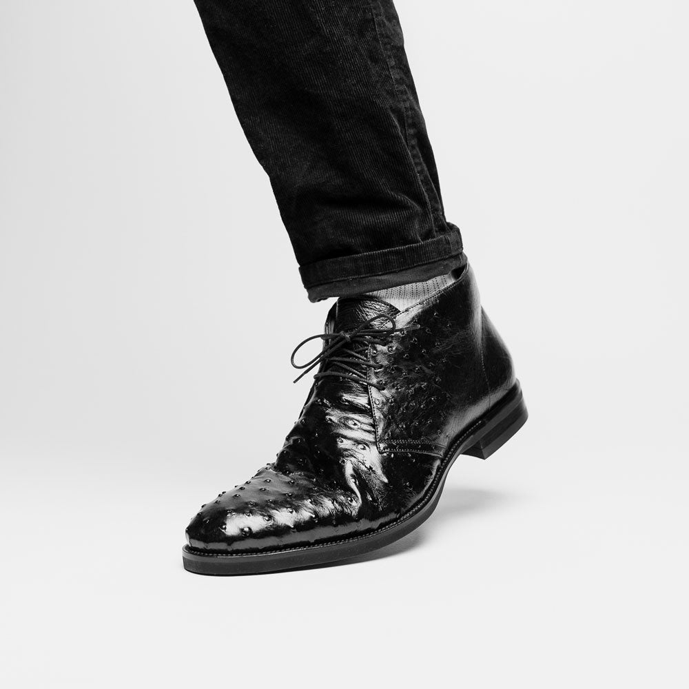 Marco Ostrich Quill Chukka Boot | Black