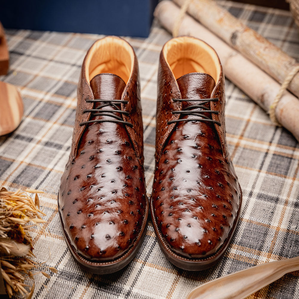 Marco Ostrich Quill Chukka Boot | Brown