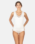 MaRe Premium Quality Cotton Wool Blend Women Tank Top with Macramé Lace