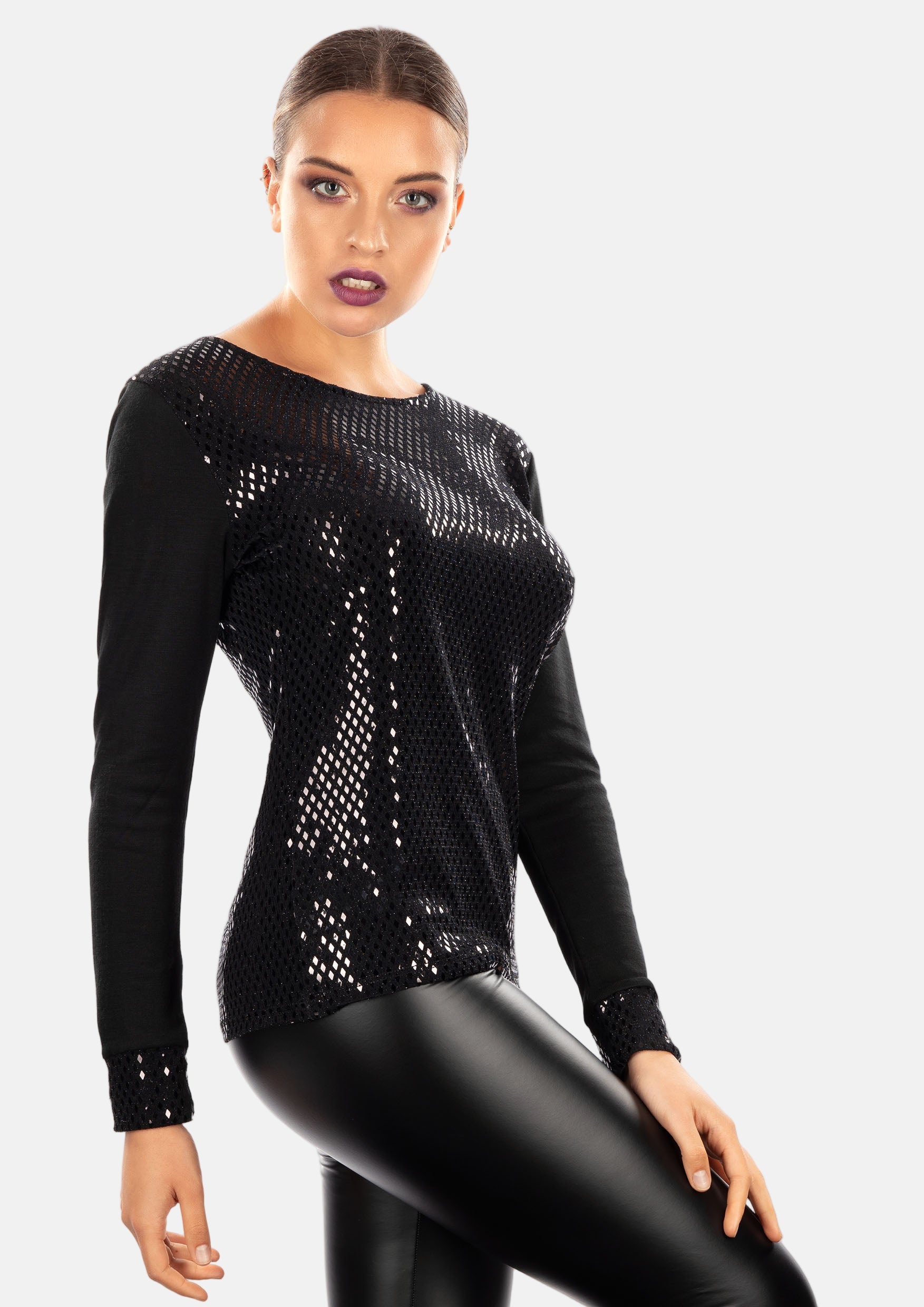 EGI Exclusive Merino Wool Blend Lurex Long Sleeved Top