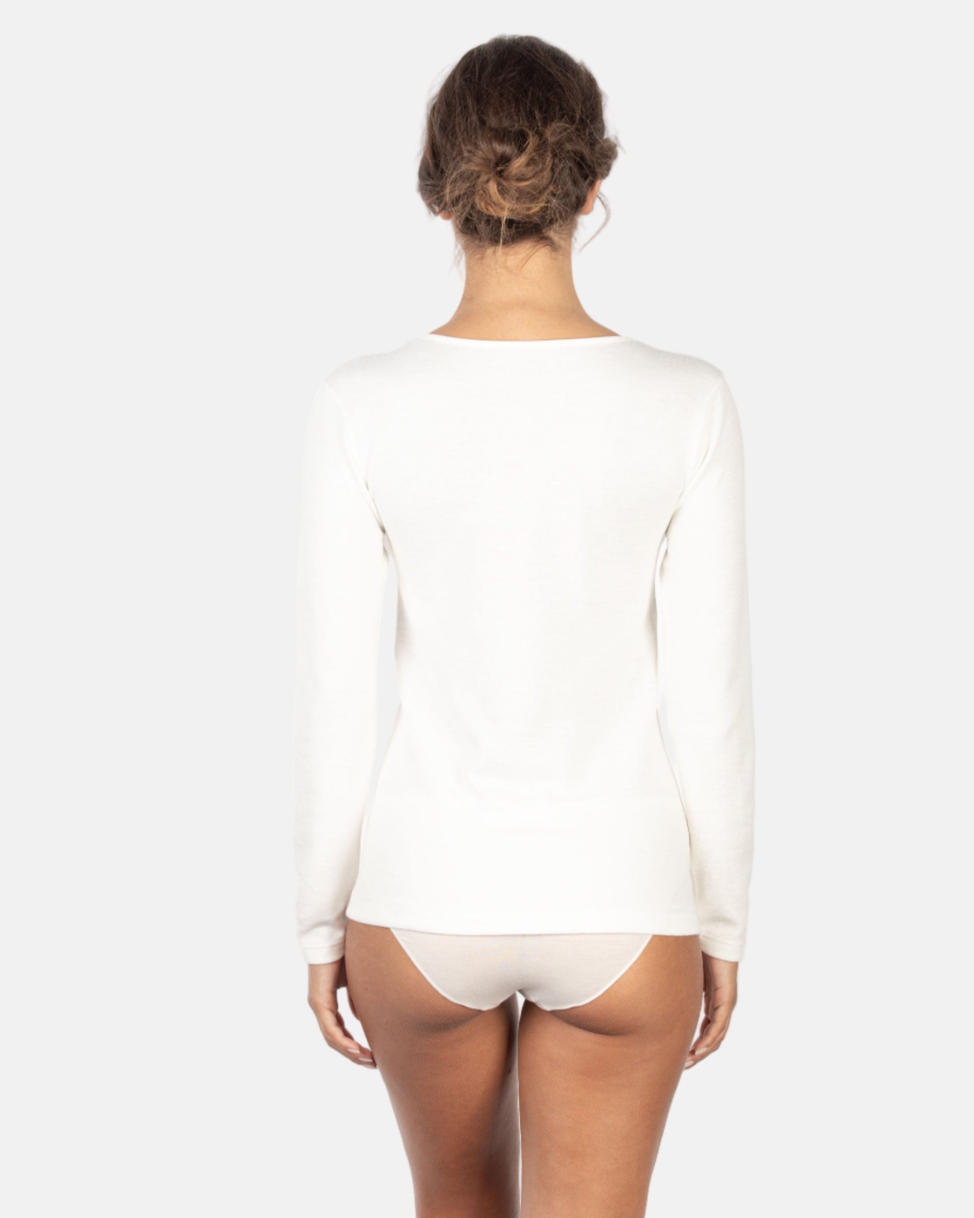 MaRe Cotton Wool Blend Women Long-Sleeved T-Shirt with Macramé Lace