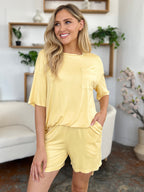 Basic Bae Bamboo Round Neck Drop Shoulder T-Shirt and Shorts Set