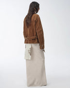 ‘Haruno Dream’ Retro Distressed Flocked Low Waist Long Sleeve Shirt Jacket