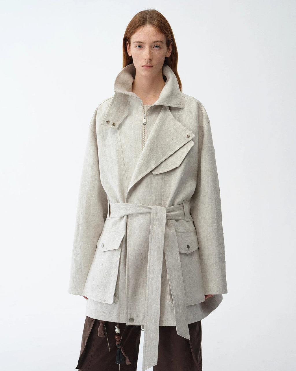 Relaxed Lace-Up Mid-Length Spring Trench Coat ‘Flynn Magazine’