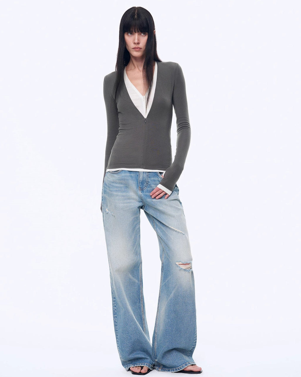'West City Rhythm' Handmade Whisker Washed Flared Jeans Spring