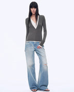 'West City Rhythm' Handmade Whisker Washed Flared Jeans Spring