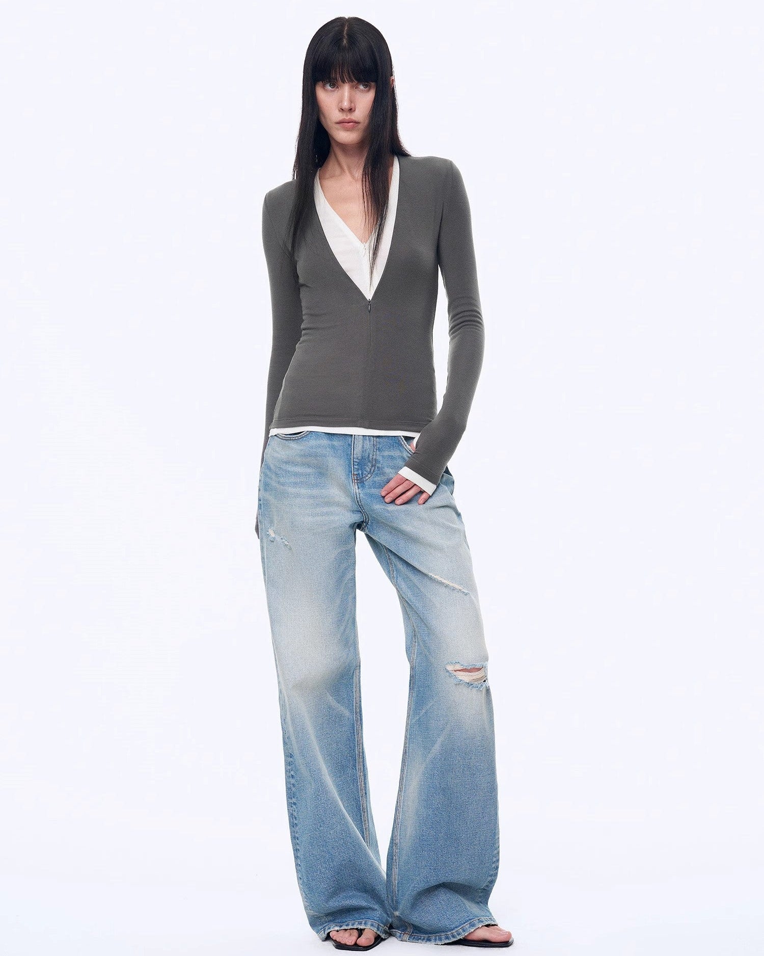'West City Rhythm' Handmade Whisker Washed Flared Jeans Spring