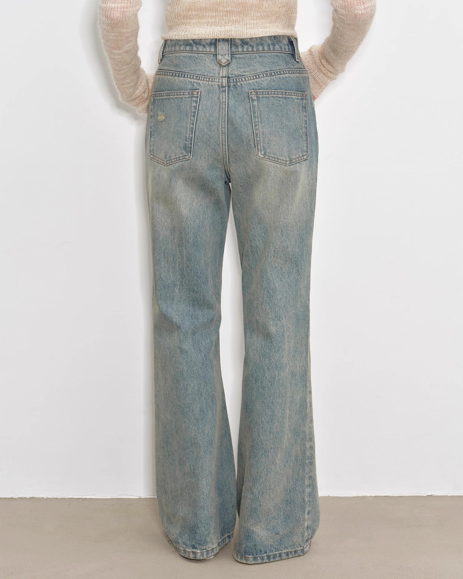 ‘Flare Mark’ Retro All-Season Slim Fit Versatile Washed Flared Jeans