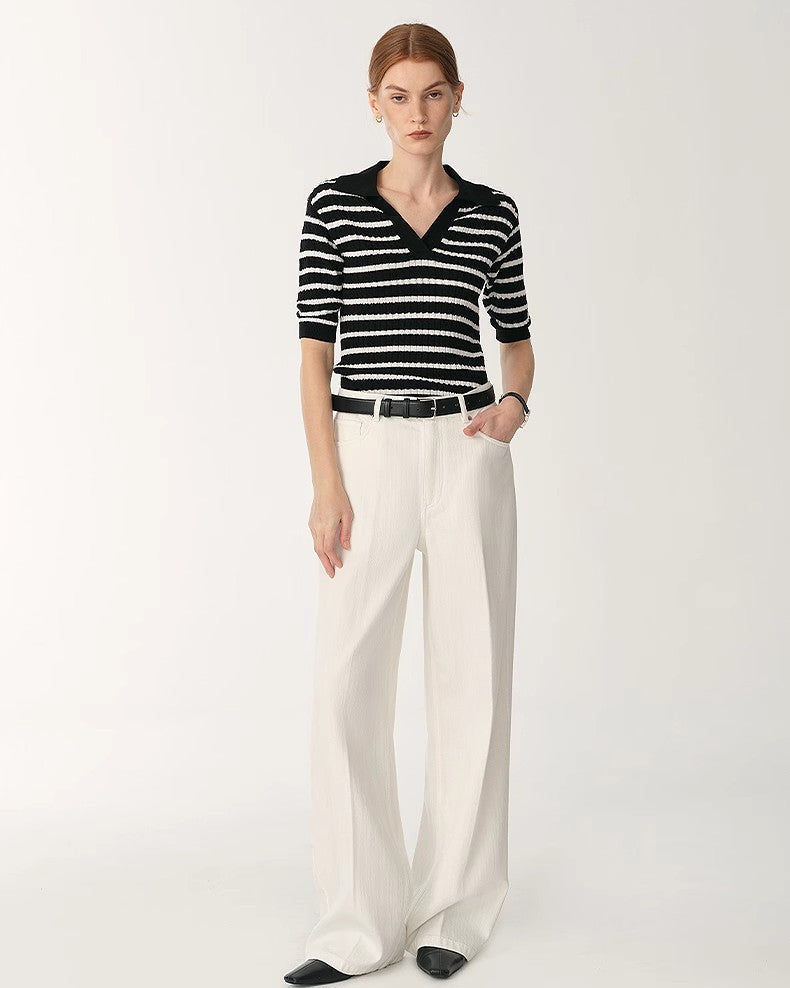 Skin-Friendly Washed Drape Versatile Wide-Leg Jeans