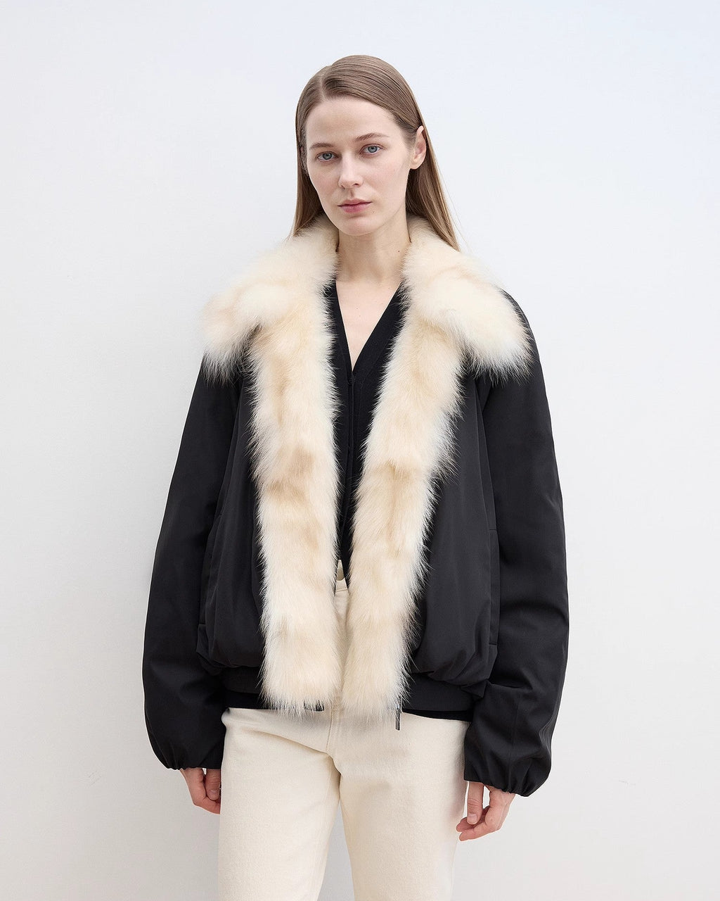 Fireladyfur Contrasting Fox Fur Collar Down Jacket 'Day and Night Rider'
