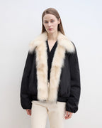 Fireladyfur Contrasting Fox Fur Collar Down Jacket 'Day and Night Rider'