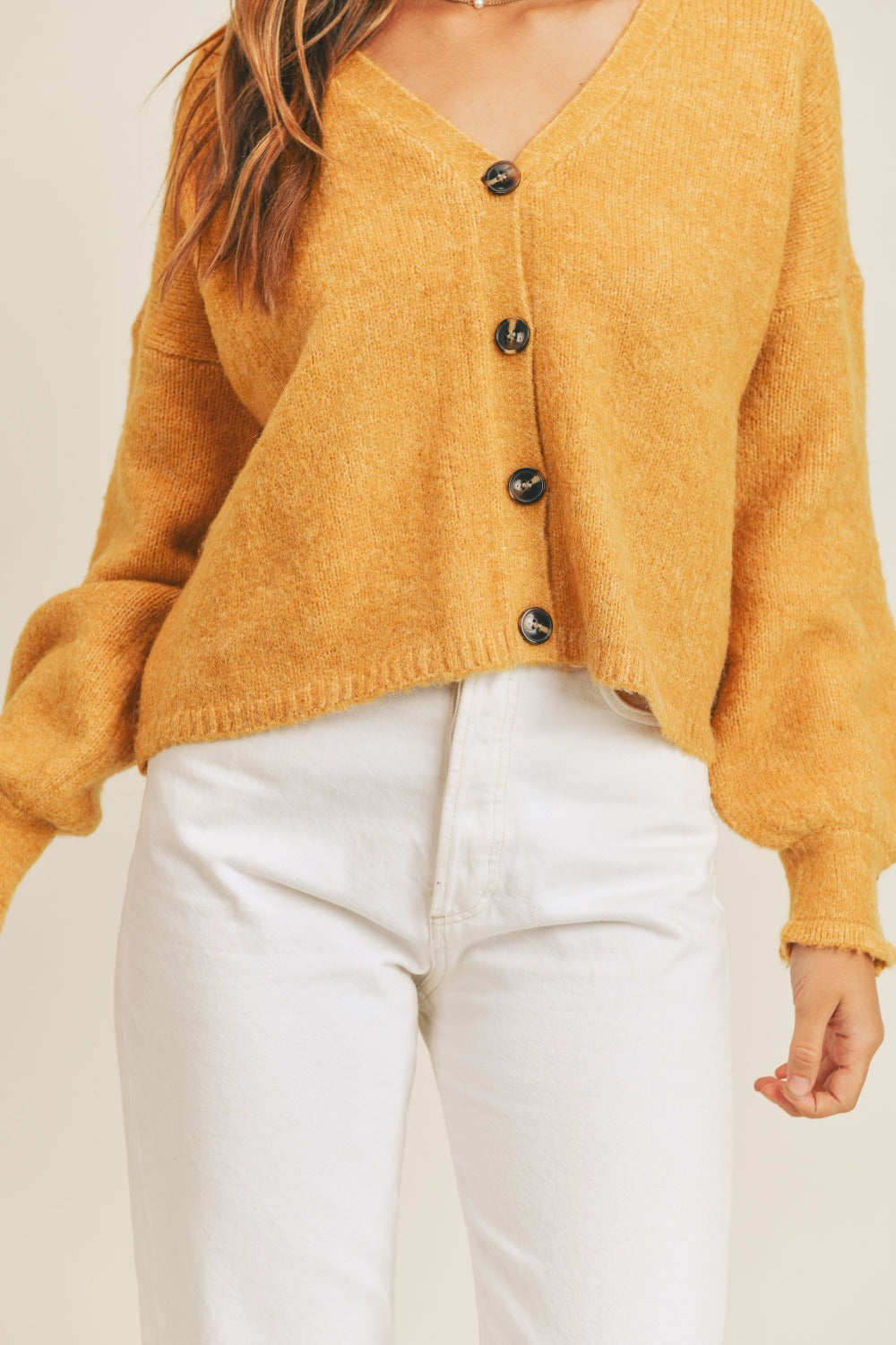 Button Down Sweater Cardigan Mustard