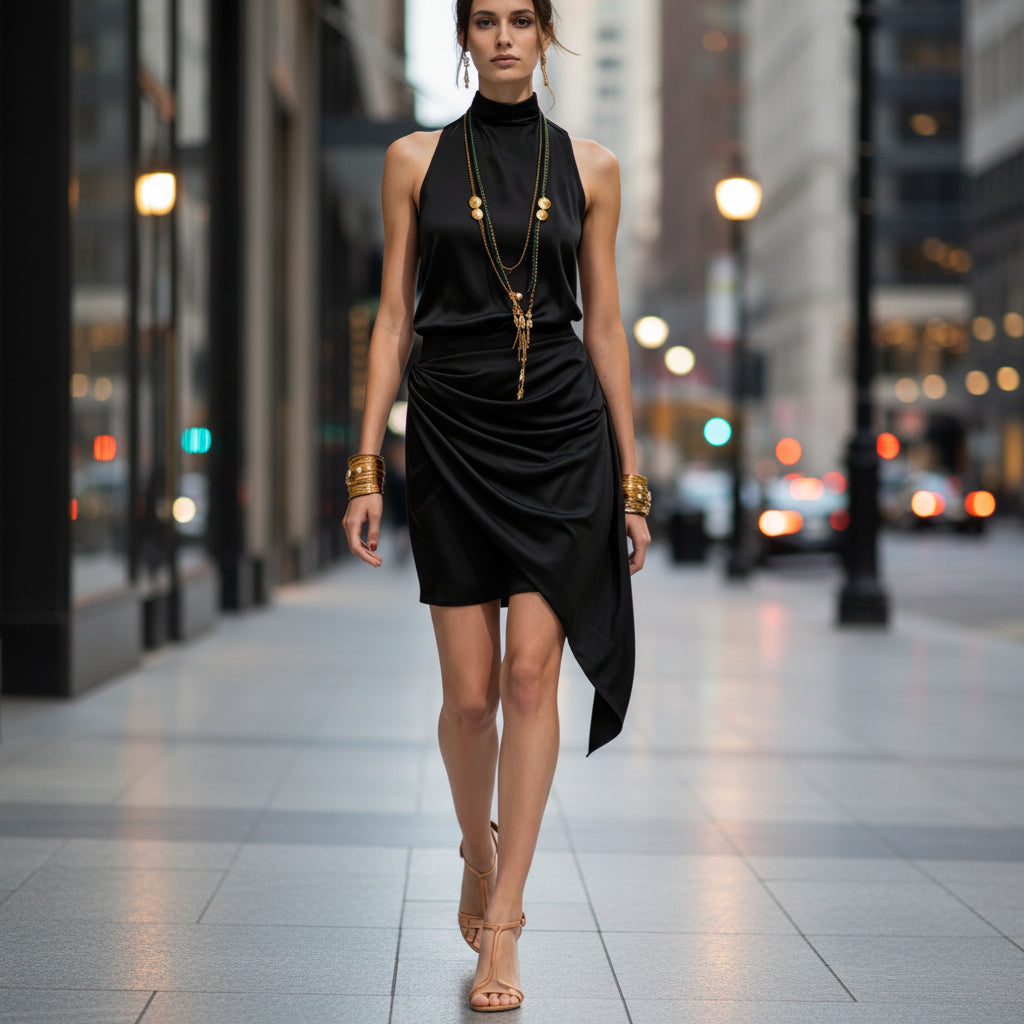 Double Layer Asymmetrical Hem Mini Skirt