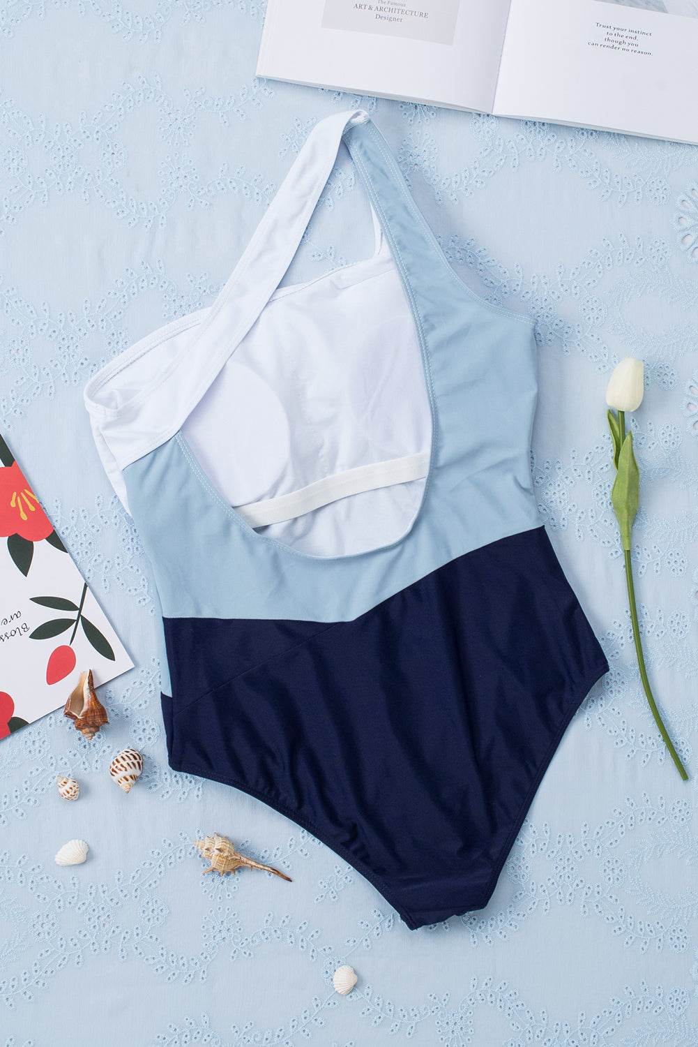 Cutout Color Block Sleeveless One-Piece Swimwear