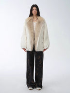 Fireladyfur Mid-Length Two-Tone Fox Fur Down Jacket 'Warm Dialogue'