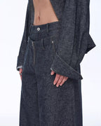 Fireladyfur Women's Stand-Up Silhouette Double Waist Linen Trousers ‘Berlin Street’