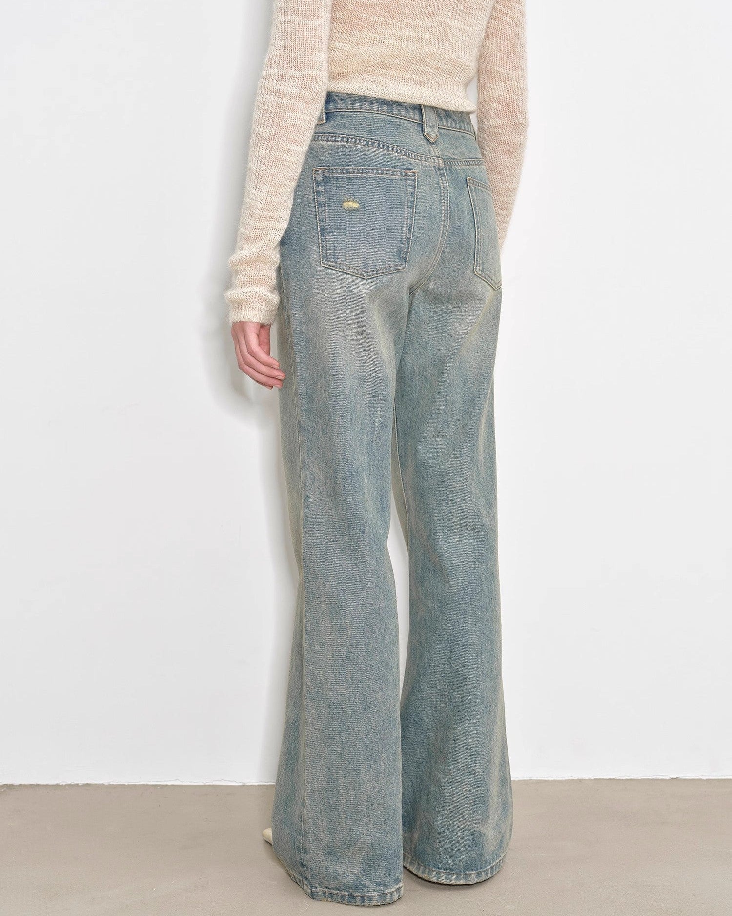 ‘Flare Mark’ Retro All-Season Slim Fit Versatile Washed Flared Jeans