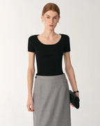 German Yangtze Wool Round Neck Short Sleeve Top